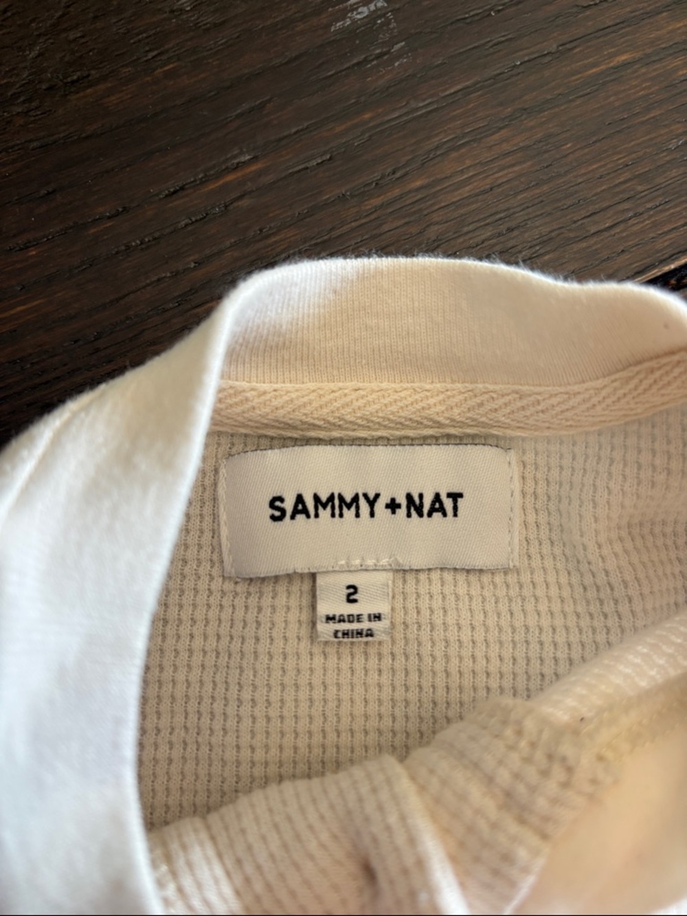 Sammy + Nat White Waffle Henley Long-Sleeve Tee - Picture 2 of 6